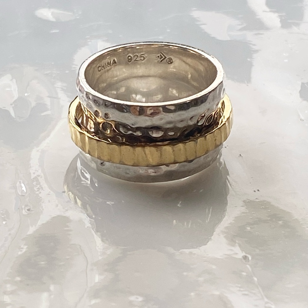 Silpada Silver and Gold Hammered Spin Ring
. R1477 one size 10 - Picture 3 of 7